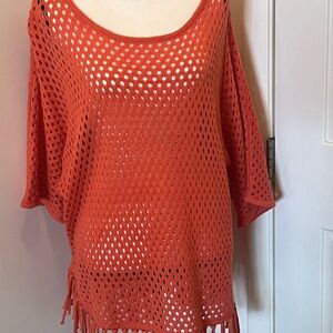 Orange Crochet Knit Top XL